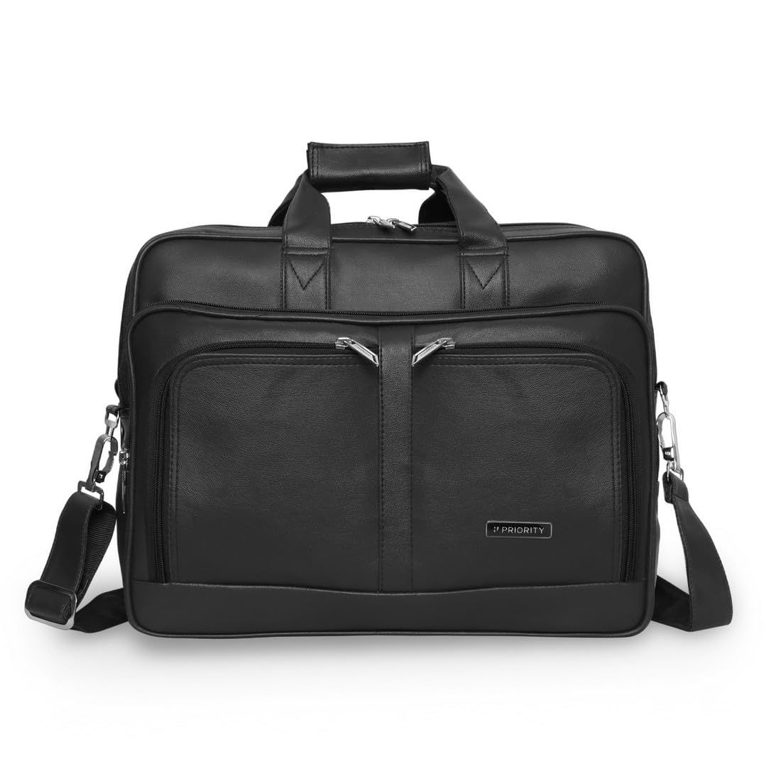 Priority Faux Leather Laptop Bag for Men and Women Solid Shoulder Bag Office
