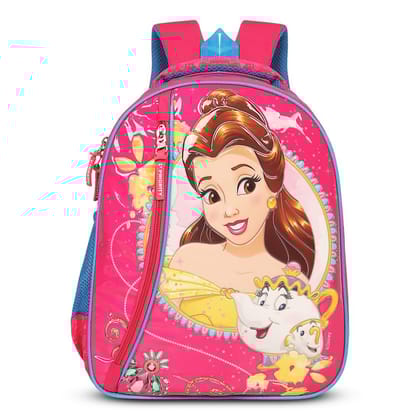 Priority Disney Princess Belle Embossed Polyester School Backpack For Kids | Specially School Bag For Girls | 4.5 to 7 Years (14 Inch | Small | Pink)