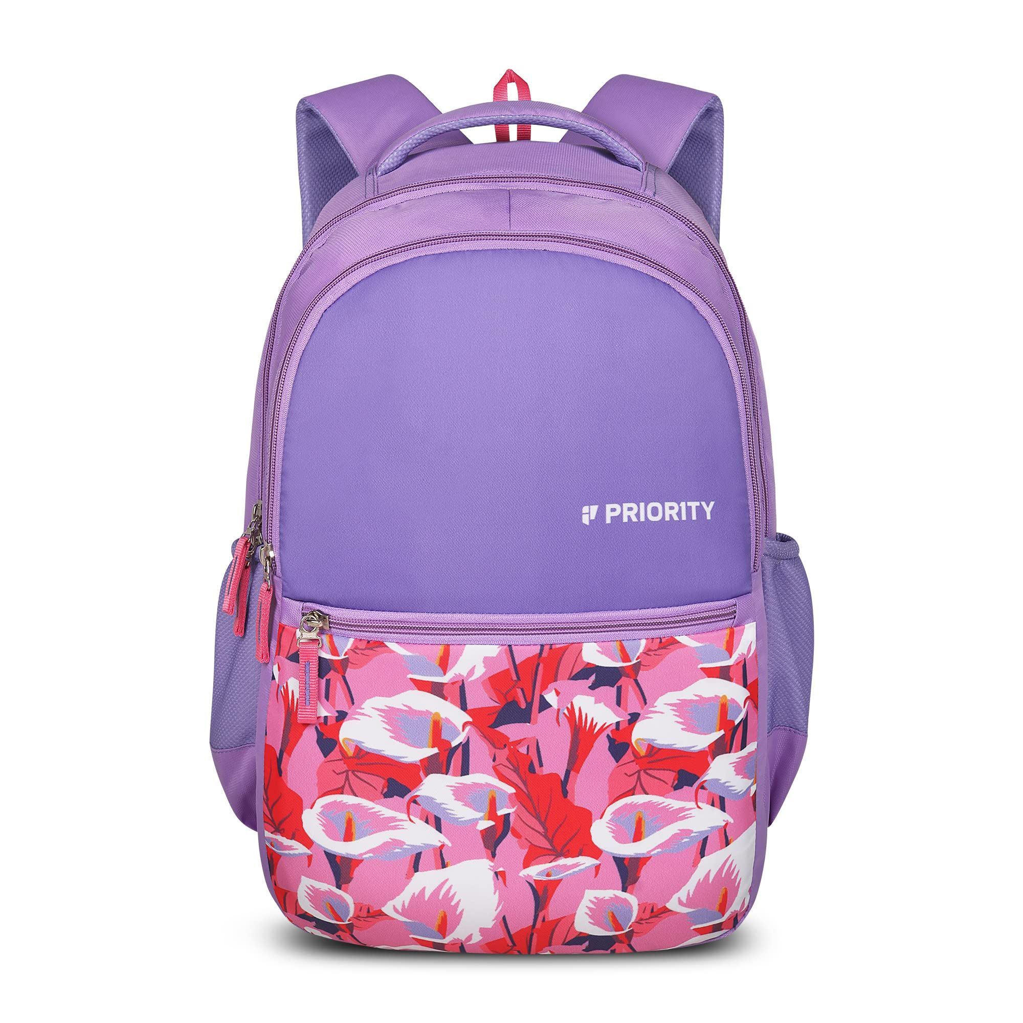 Priority Target 002 32 Litres Lavender Polyester Stylish College Bag | Printed Standard Backpack Unisex Bag For College Office Suitable For Men & Women (25895)