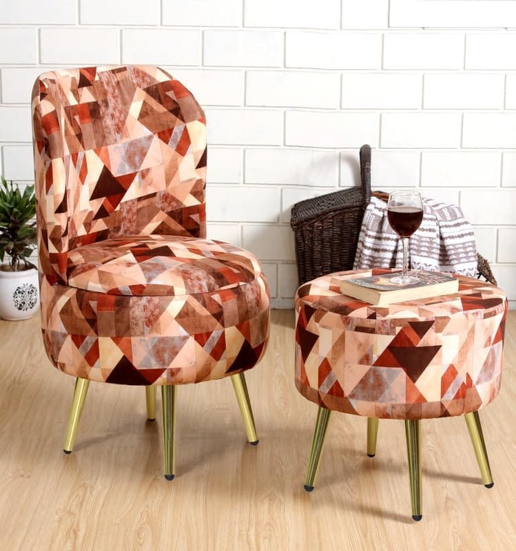 Shadowkart Ottomans Stool for Living Room | Pouffe for Sitting Printed Ottoman | Foot Rest Wooden Ottoman Foot Puffy Stool | Make up Dressing Side Table & Decoration, Combo 17/32 Inch Height