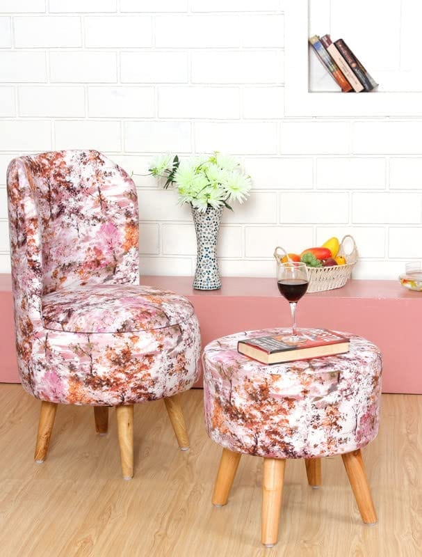 Shadowkart Ottoman Pouffes Sitting Mudda Puffy Stool for Living Room Dressing Table Pouf Round Footstool for Home Decor, Printed,16x16x17 Inch