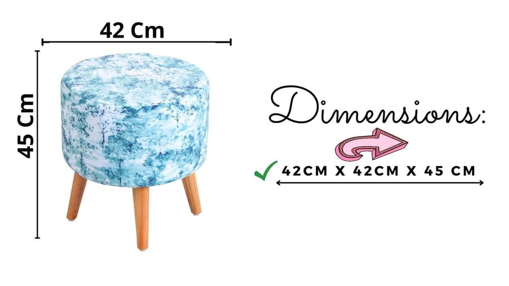 Shadowkart Ottoman Pouffes Sitting Mudda Puffy Stool for Living Room Dressing Table Pouf Round Footstool for Home Decor, Printed,16x16x17 Inch