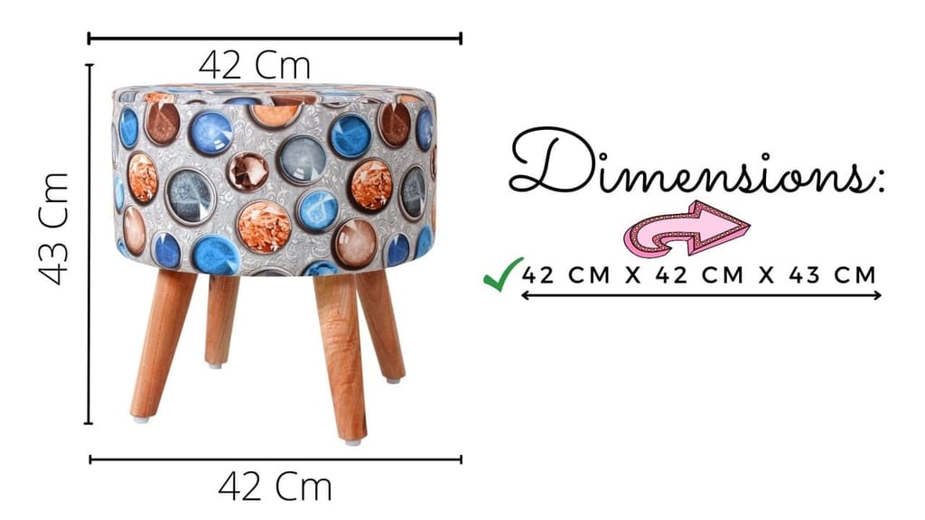 Shadowkart Ottoman Pouffes Sitting Mudda Puffy Stool for Living Room Dressing Table Pouf Round Footstool for Home Decor, Printed,16x16x17 Inch