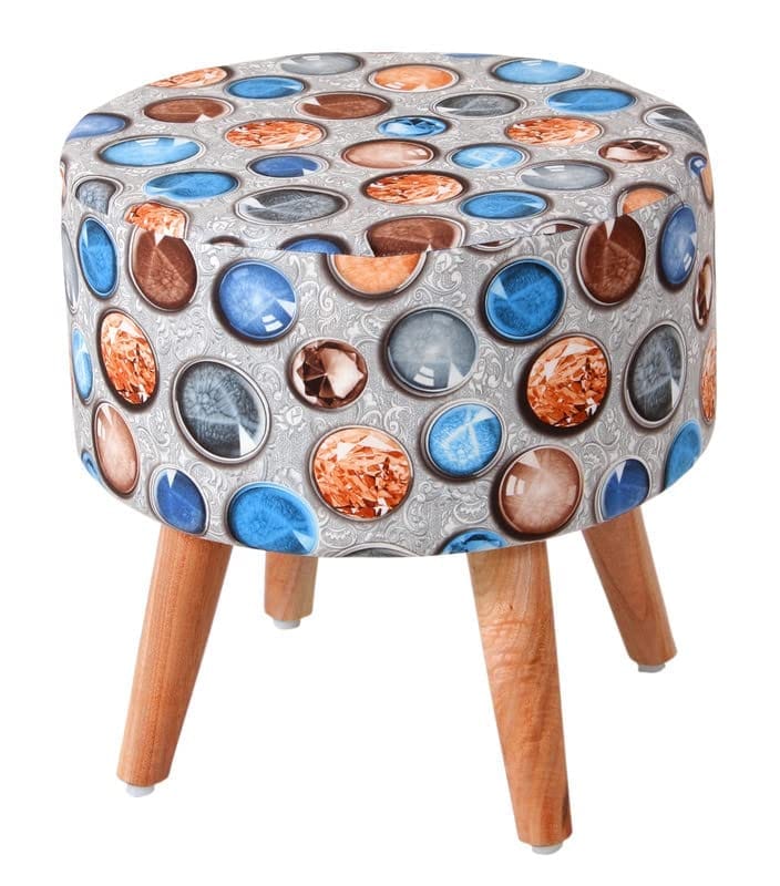 Shadowkart Ottoman Pouffes Sitting Mudda Puffy Stool for Living Room Dressing Table Pouf Round Footstool for Home Decor, Printed,16x16x17 Inch