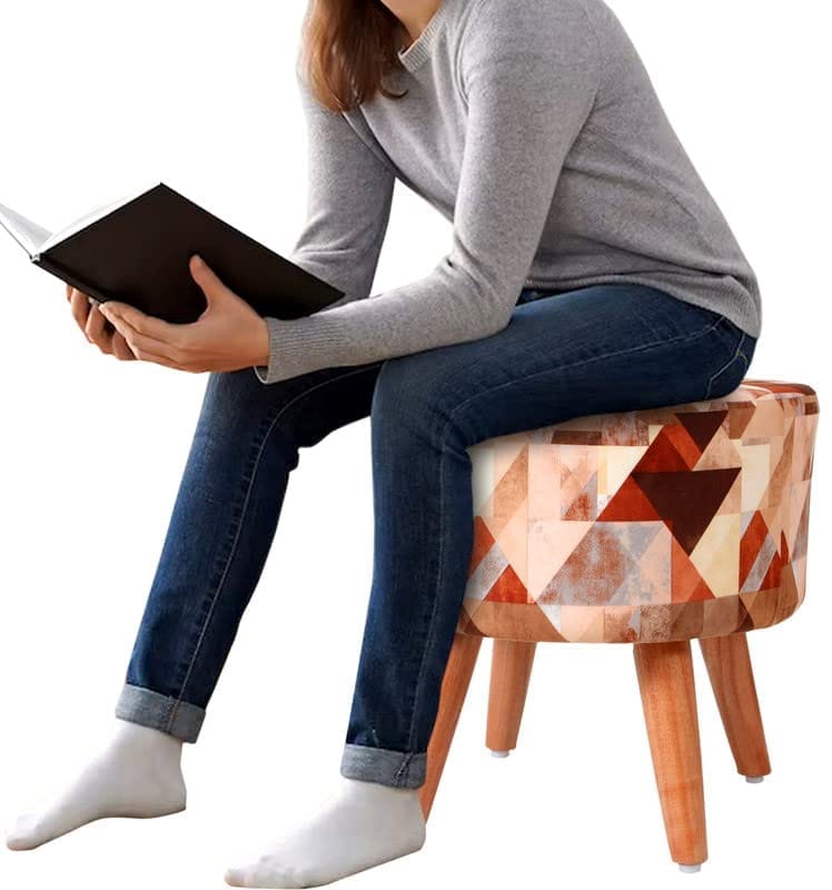 Shadowkart Ottoman Pouffes Sitting Mudda Puffy Stool for Living Room Dressing Table Pouf Round Footstool for Home Decor, Printed,16x16x17 Inch