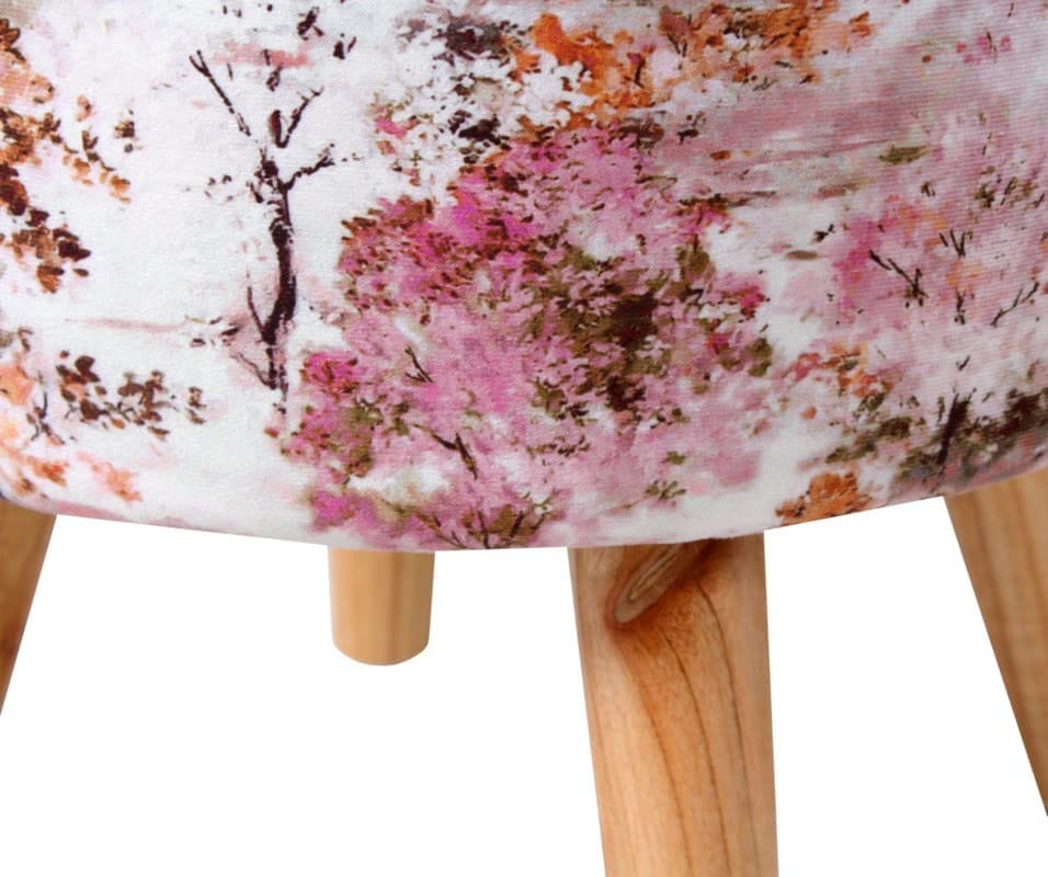 Shadowkart Ottoman Pouffes Sitting Mudda Puffy Stool for Living Room Dressing Table Pouf Round Footstool for Home Decor, Printed,16x16x17 Inch