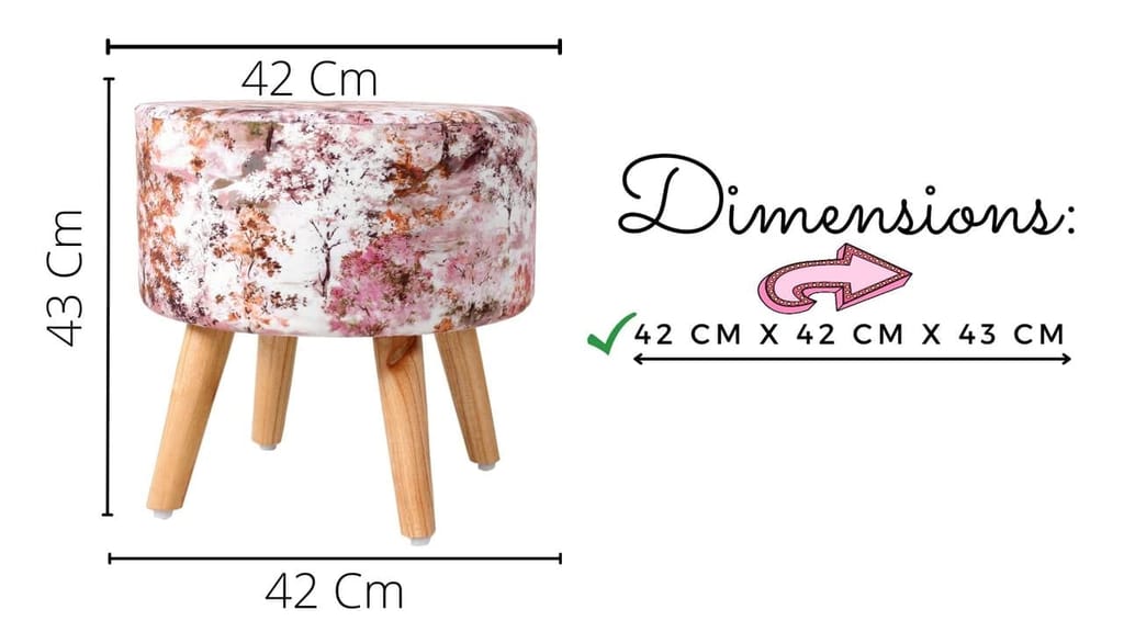 Shadowkart Ottoman Pouffes Sitting Mudda Puffy Stool for Living Room Dressing Table Pouf Round Footstool for Home Decor, Printed,16x16x17 Inch