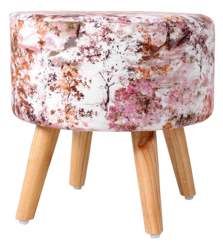 Shadowkart Ottoman Pouffes Sitting Mudda Puffy Stool for Living Room Dressing Table Pouf Round Footstool for Home Decor, Printed,16x16x17 Inch