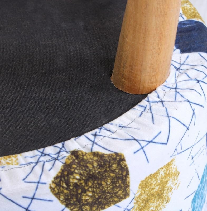 Shadowkart Ottoman Pouffes Sitting Mudda Puffy Stool for Living Room Dressing Table Pouf Round Footstool for Home Decor, Printed,16x16x17 Inch