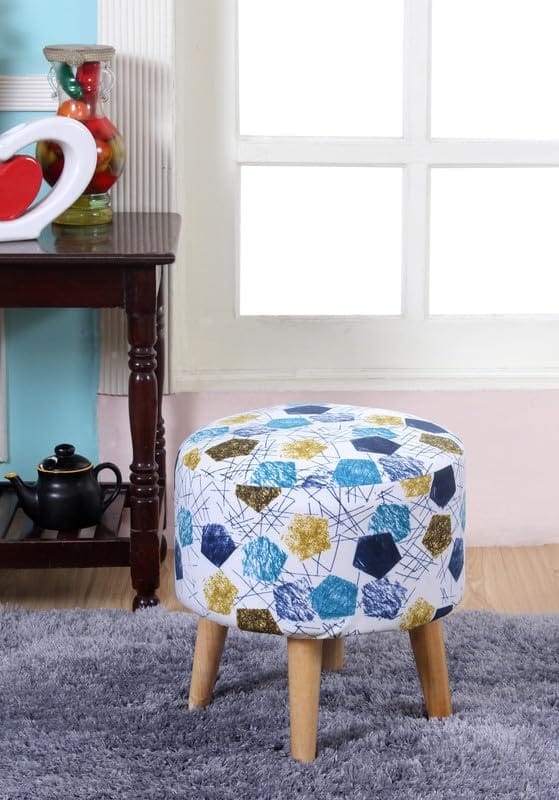 Shadowkart Ottoman Pouffes Sitting Mudda Puffy Stool for Living Room Dressing Table Pouf Round Footstool for Home Decor, Printed,16x16x17 Inch