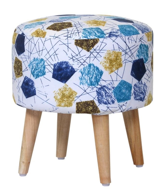 Shadowkart Ottoman Pouffes Sitting Mudda Puffy Stool for Living Room Dressing Table Pouf Round Footstool for Home Decor, Printed,16x16x17 Inch