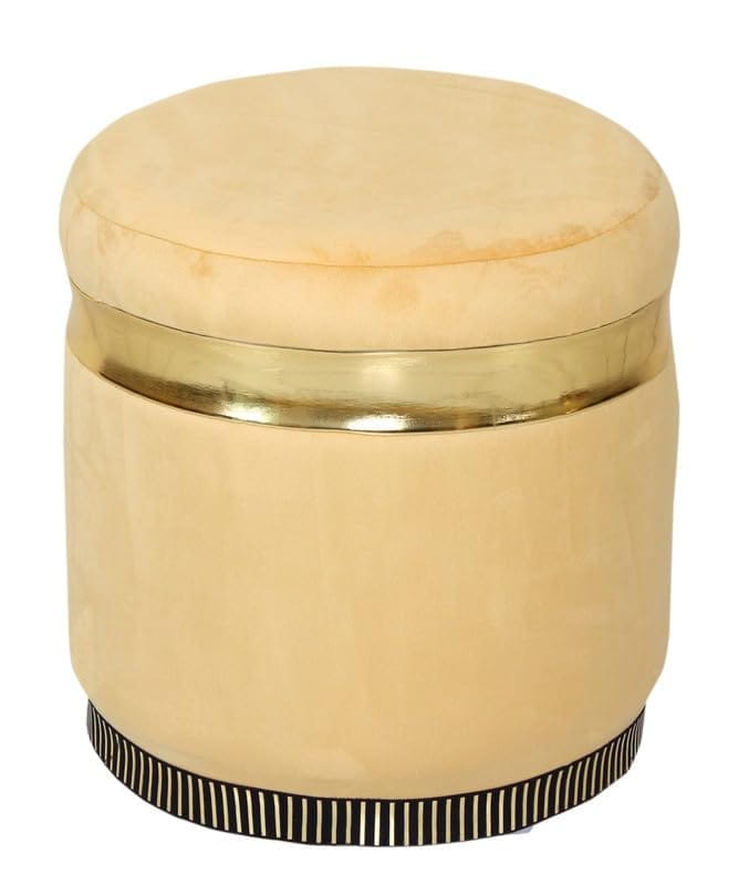 Shadowkart Pouffes Sitting Stool for Living Room, Mudda Puffy Wooden Ottoman Stools, Pouffe Footstool for Home Decoration Mudda for Dressing & Makeup Table, 16x18 Inch