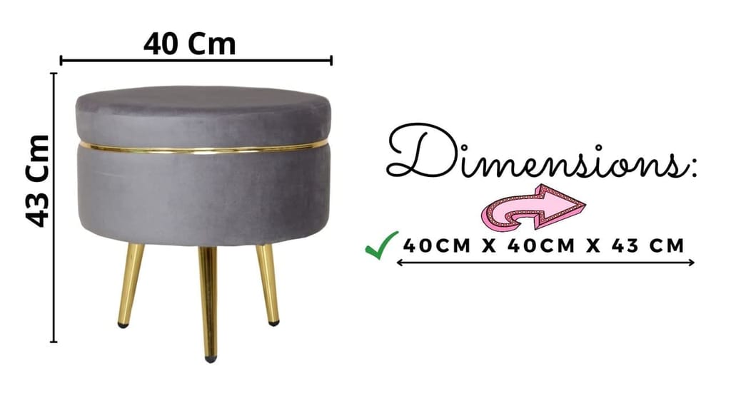 Shadowkart Ottoman Pouffes Sitting Mudda Puffies Stool for Living Room Pouf Dressing Table Puffy Footstool for Office or Home Decoration, Holland Velvet Fabric, Metal Leg, 16x16x17 Inch