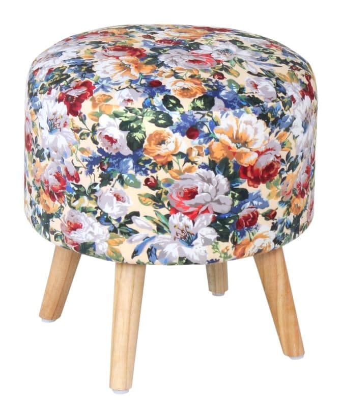 ShadowKart Ottoman Pouffes Sitting Mudda Puffy Stool for Living Room Dressing Table Pouf Round Footstool for Home Decor, Printed,Combo 16x16x17 Inch