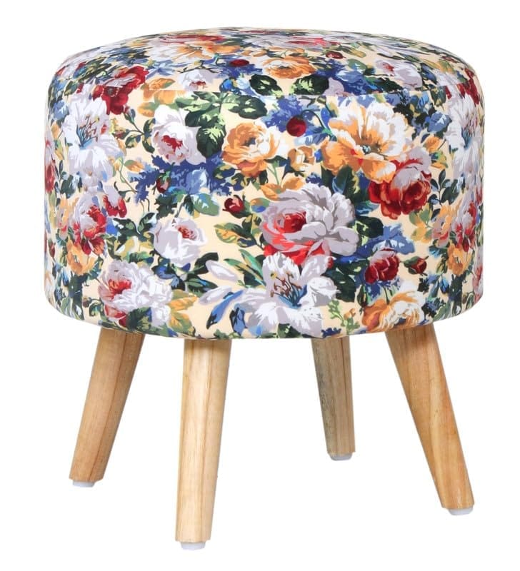 ShadowKart Ottoman Pouffes Sitting Mudda Puffy Stool for Living Room Dressing Table Pouf Round Footstool for Home Decor, Printed,Combo 16x16x17 Inch