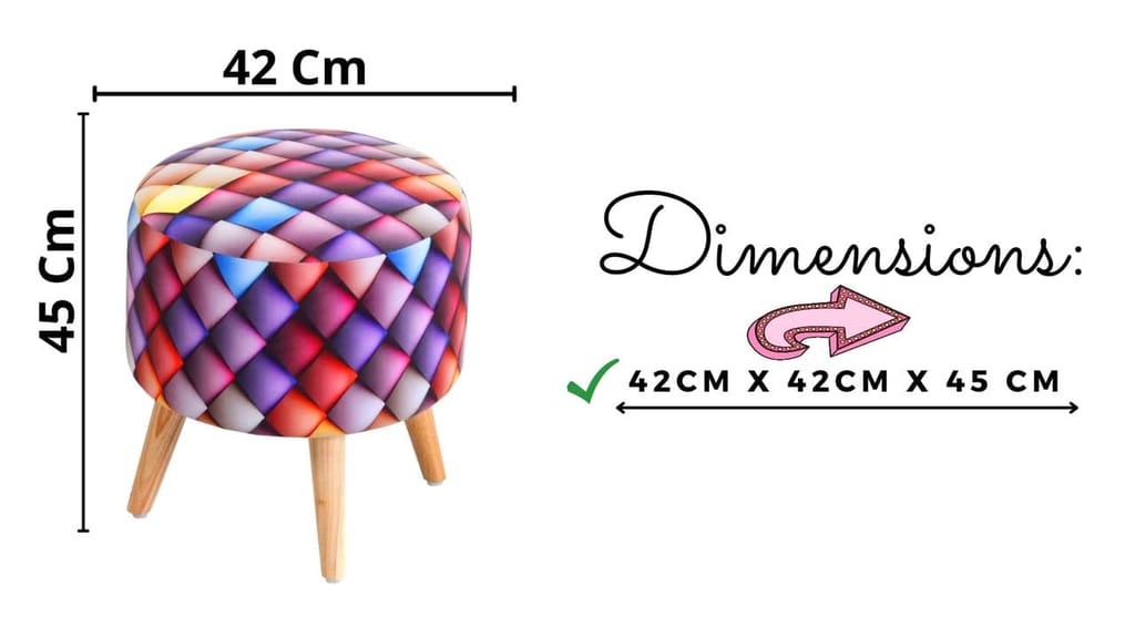 ShadowKart Ottoman Pouffes Sitting Mudda Puffy Stool for Living Room Dressing Table Pouf Round Footstool for Home Decor, Printed,Combo 16x16x17 Inch