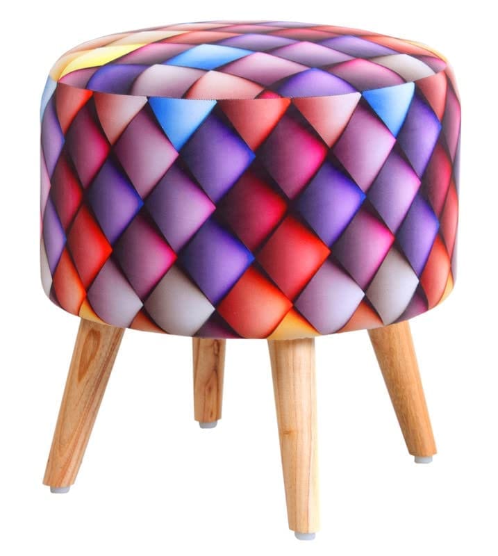 ShadowKart Ottoman Pouffes Sitting Mudda Puffy Stool for Living Room Dressing Table Pouf Round Footstool for Home Decor, Printed,Combo 16x16x17 Inch
