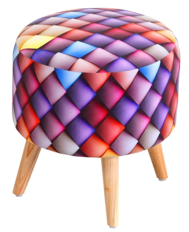 ShadowKart Ottoman Pouffes Sitting Mudda Puffy Stool for Living Room Dressing Table Pouf Round Footstool for Home Decor, Printed,Combo 16x16x17 Inch