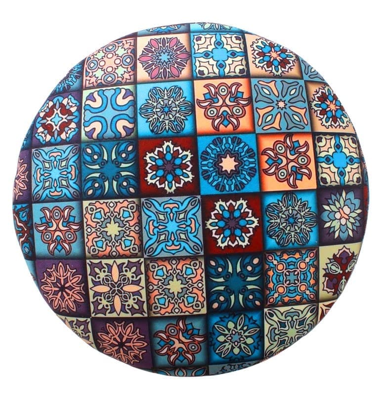 ShadowKart Ottoman Pouffes Sitting Mudda Puffy Stool for Living Room Dressing Table Pouf Round Footstool for Home Decor, Printed,Combo 16x16x17 Inch