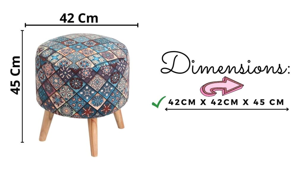 ShadowKart Ottoman Pouffes Sitting Mudda Puffy Stool for Living Room Dressing Table Pouf Round Footstool for Home Decor, Printed,Combo 16x16x17 Inch