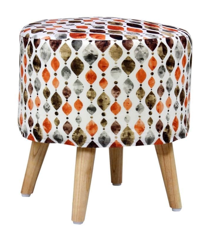 ShadowKart Ottoman Pouffes Sitting Mudda Puffy Stool for Living Room Dressing Table Pouf Round Footstool for Home Decor, Printed,16x16x17 Inch