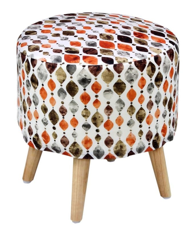 ShadowKart Ottoman Pouffes Sitting Mudda Puffy Stool for Living Room Dressing Table Pouf Round Footstool for Home Decor, Printed,16x16x17 Inch