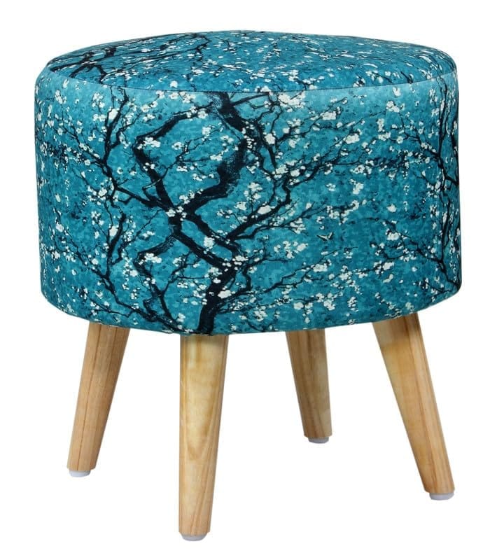 ShadowKart Ottoman Pouffes Sitting Mudda Puffy Stool for Living Room Dressing Table Pouf Round Footstool for Home Decor, Printed,16x16x17 Inch