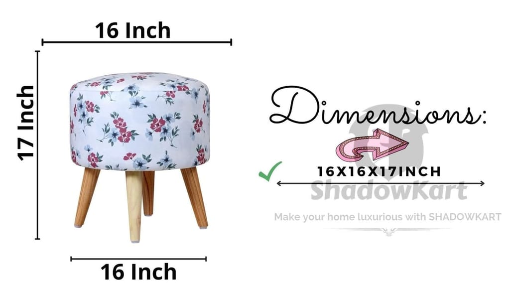 ShadowKart Ottoman Pouffes Sitting Mudda Puffy Stool for Living Room Dressing Table Pouf Round Footstool for Home Decor, Printed,Combo 16x16x17 Inch