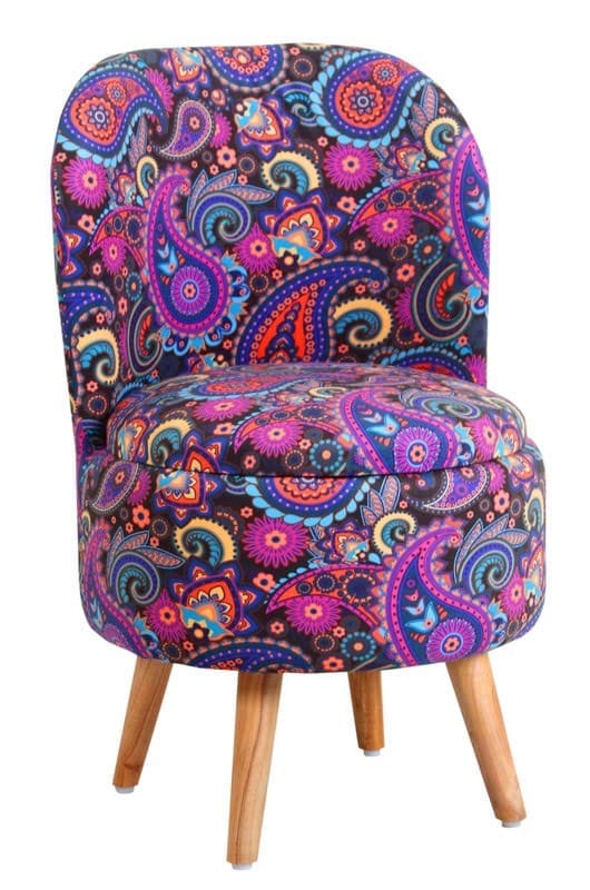 ShadowKart Ottoman Pouffes Sitting Mudda Puffy Stool for Living Room Dressing Table Pouf Round Footstool for Home Decor, Printed,18x18x32 Inch