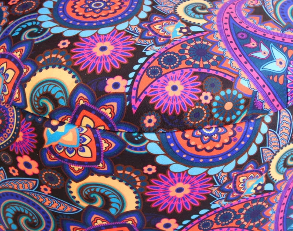 ShadowKart Ottoman Pouffes Sitting Mudda Puffy Stool for Living Room Dressing Table Pouf Round Footstool for Home Decor, Printed,18x18x32 Inch