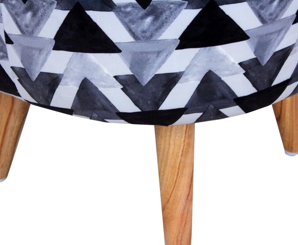 ShadowKart Ottoman Pouffes Sitting Mudda Puffy Stool for Living Room Dressing Table Pouf Round Footstool for Home Decor, Printed,18x18x32 Inch