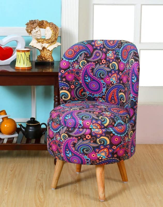 ShadowKart Ottoman Pouffes Sitting Mudda Puffy Stool for Living Room Dressing Table Pouf Round Footstool for Home Decor, Printed,18x18x32 Inch