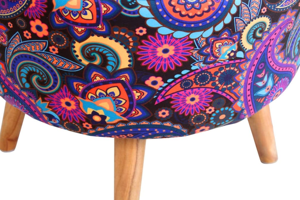 ShadowKart Ottoman Pouffes Sitting Mudda Puffy Stool for Living Room Dressing Table Pouf Round Footstool for Home Decor, Printed,18x18x32 Inch