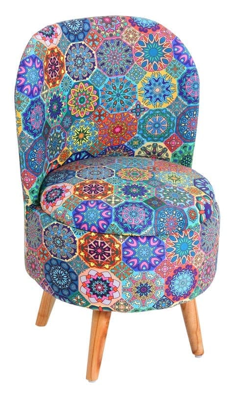 ShadowKart Ottoman Pouffes Sitting Mudda Puffy Stool for Living Room Dressing Table Pouf Round Footstool for Home Decor, Printed,18x18x32 Inch