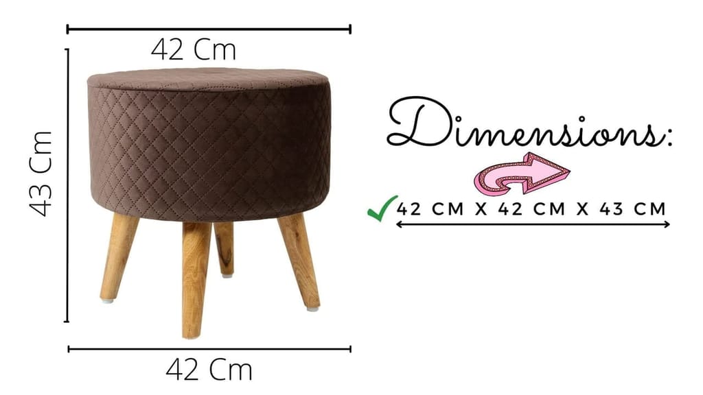 Shadowkart Ottoman Pouffes Sitting Mudda Puffy Stool for Living Room Dressing Table Pouf Round Footstool for Office Home Decor, Check Holland Velvet ,16x16x17 Inch