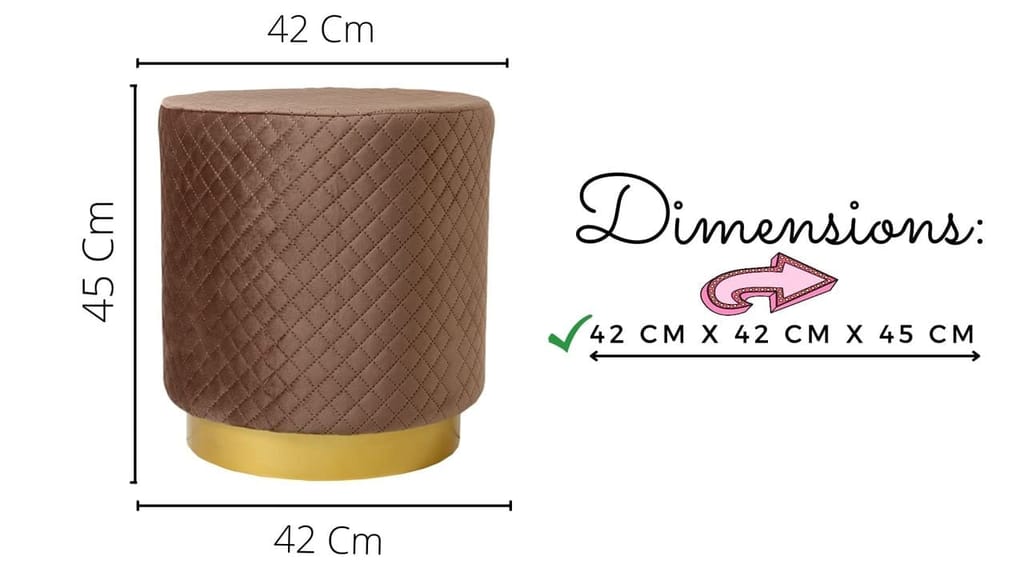 Shadowkart Ottoman Pouffes Sitting Mudda Puffy Stool for Living Room Dressing Table Pouf Round Footstool for Office Home Decor, Check Holland Velvet ,16x16x17 Inch