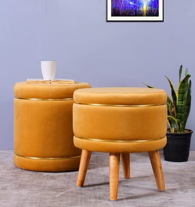 Shadowkart Pouffes Sitting Stool for Living Room, Mudda Puffy Wooden Ottoman Stools, Pouffe Footstool, Pouf for Office Home Decoration & Dressing Table, 16x16x18 Inch