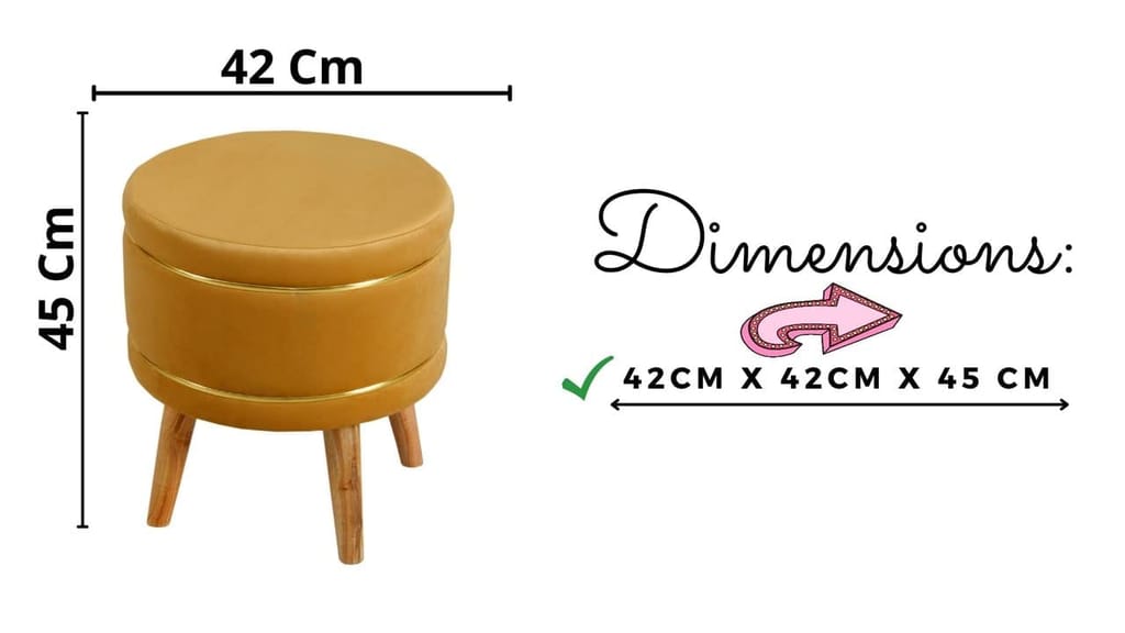 ShadowKart Pouffes Sitting Stool for Living Room, Mudda Puffy Wooden Ottoman Stools, Pouffe Footstool, Pouf for Office Home Decoration & Dressing Table, 16x16x18 Inch