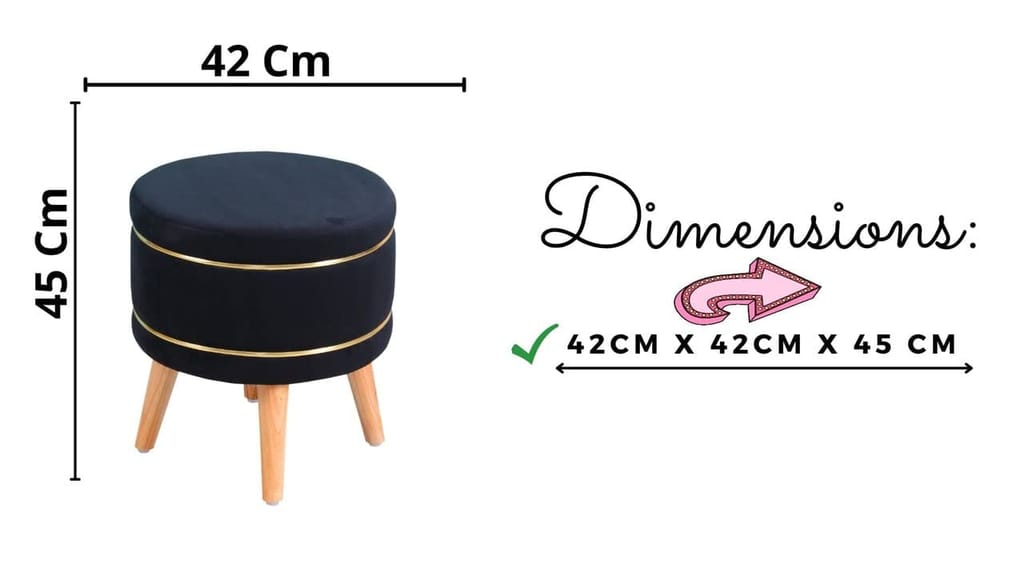 Shadowkart Pouffes Sitting Stool for Living Room, Mudda Puffy Wooden Ottoman Stools, Pouffe Footstool, Pouf for Office Home Decoration & Dressing Table, 16x16x18 Inch