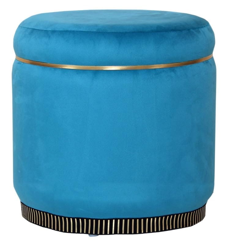 Shadowkart Pouffes Sitting Stool for Living Room, Make up Table Mudda Puffy Wooden Ottoman Stools, Pouffe Footstool, Poof for Room Decoration & Dressing Table, 16x18 Inch