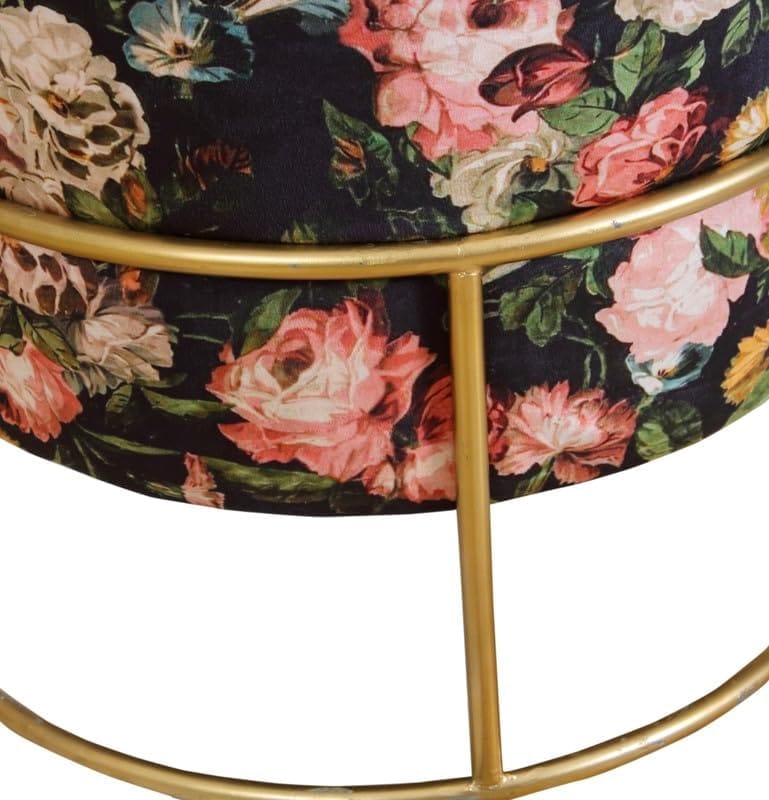 Shadowkart Ottoman Stool for Living Room | Metal Pouffes for Sitting Printed Ottoman | Foot Rest Wooden Ottoman Foot stools | Make up Dressing Side Table, Metal Combo 17 Inch Height