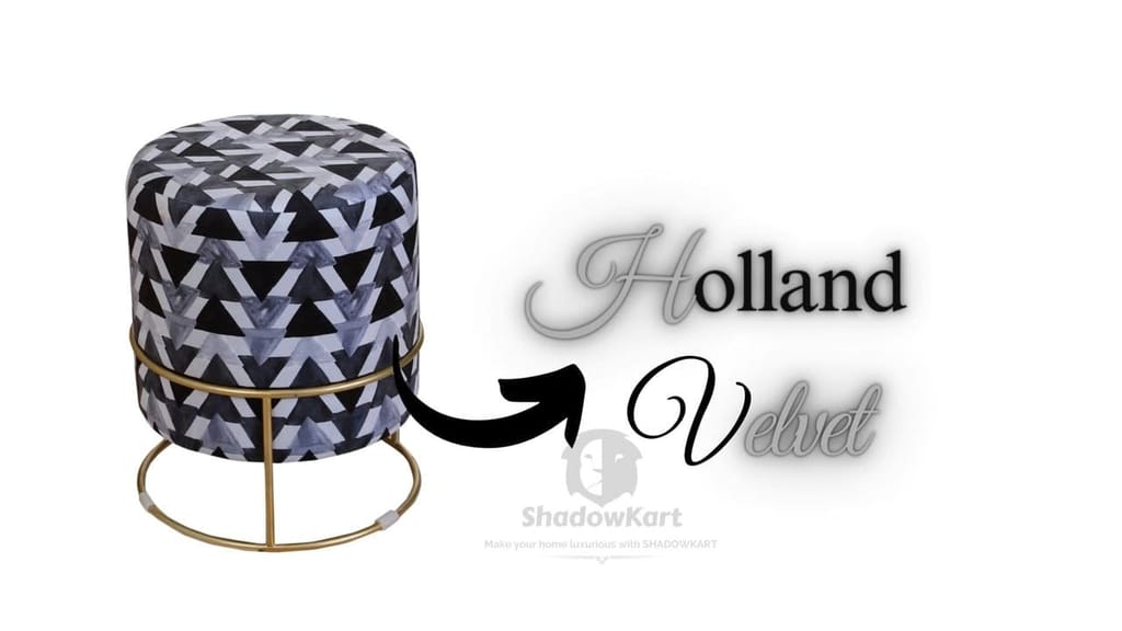 Shadowkart Ottoman Stool for Living Room | Metal Pouffes for Sitting Printed Ottoman | Foot Rest Wooden Ottoman Foot stools | Make up Dressing Side Table, Metal Combo 17 Inch Height