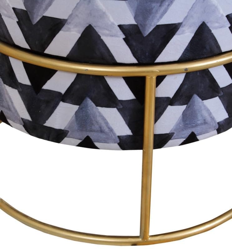 Shadowkart Ottoman Stool for Living Room | Metal Pouffes for Sitting Printed Ottoman | Foot Rest Wooden Ottoman Foot stools | Make up Dressing Side Table, Metal Combo 17 Inch Height