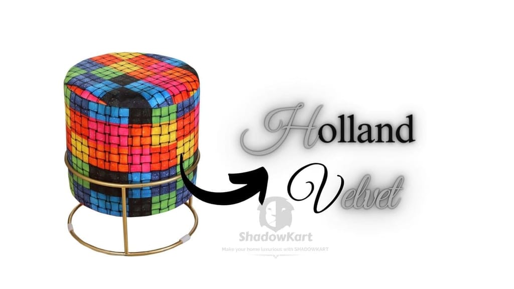 Shadowkart Ottoman Stool for Living Room | Metal Pouffes for Sitting Printed Ottoman | Foot Rest Wooden Ottoman Foot stools | Make up Dressing Side Table, Metal Combo 17 Inch Height