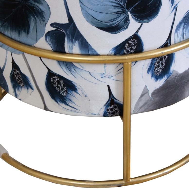 Shadowkart Ottoman Stool for Living Room | Metal Pouffes for Sitting Printed Ottoman | Foot Rest Wooden Ottoman Foot stools | Make up Dressing Side Table, Metal Combo 17 Inch Height