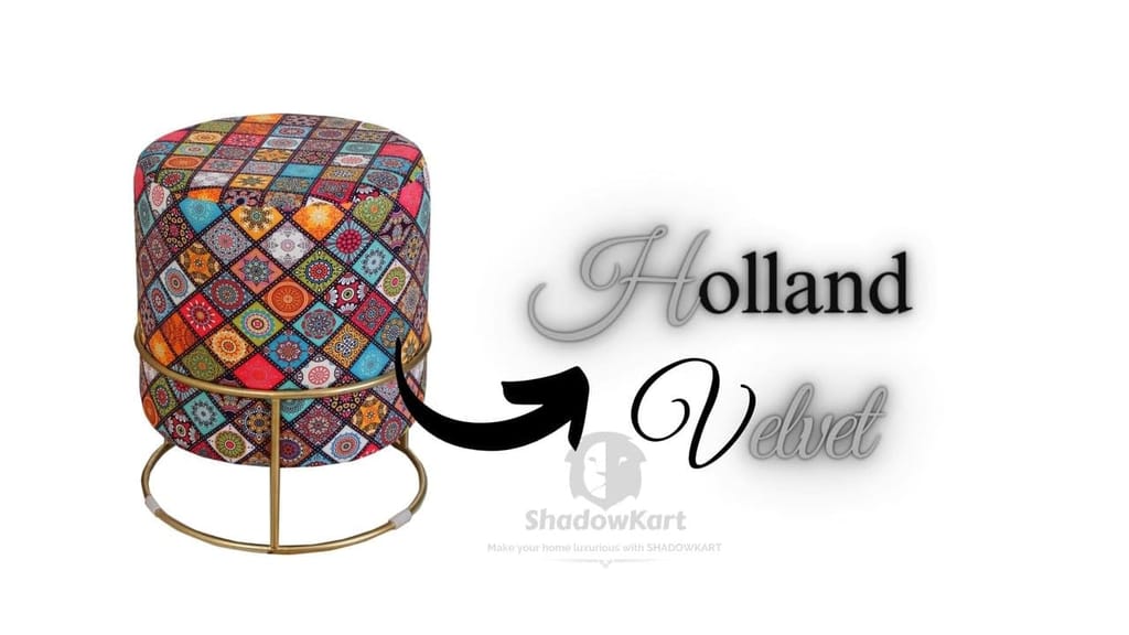 Shadowkart Ottoman Stool for Living Room | Metal Pouffes for Sitting Printed Ottoman | Foot Rest Wooden Ottoman Foot stools | Make up Dressing Side Table, 17 Inch Height