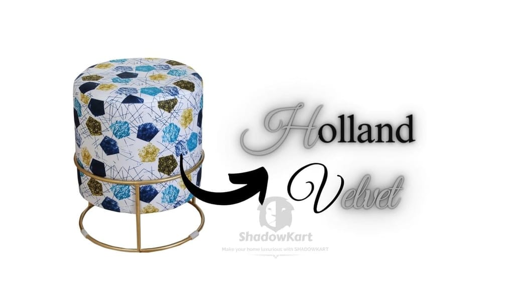 Shadowkart Ottoman Stool for Living Room | Metal Pouffes for Sitting Printed Ottoman | Foot Rest Wooden Ottoman Foot stools | Make up Dressing Side Table, 17 Inch Height