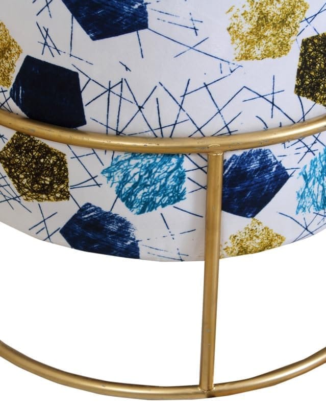 Shadowkart Ottoman Stool for Living Room | Metal Pouffes for Sitting Printed Ottoman | Foot Rest Wooden Ottoman Foot stools | Make up Dressing Side Table, 17 Inch Height