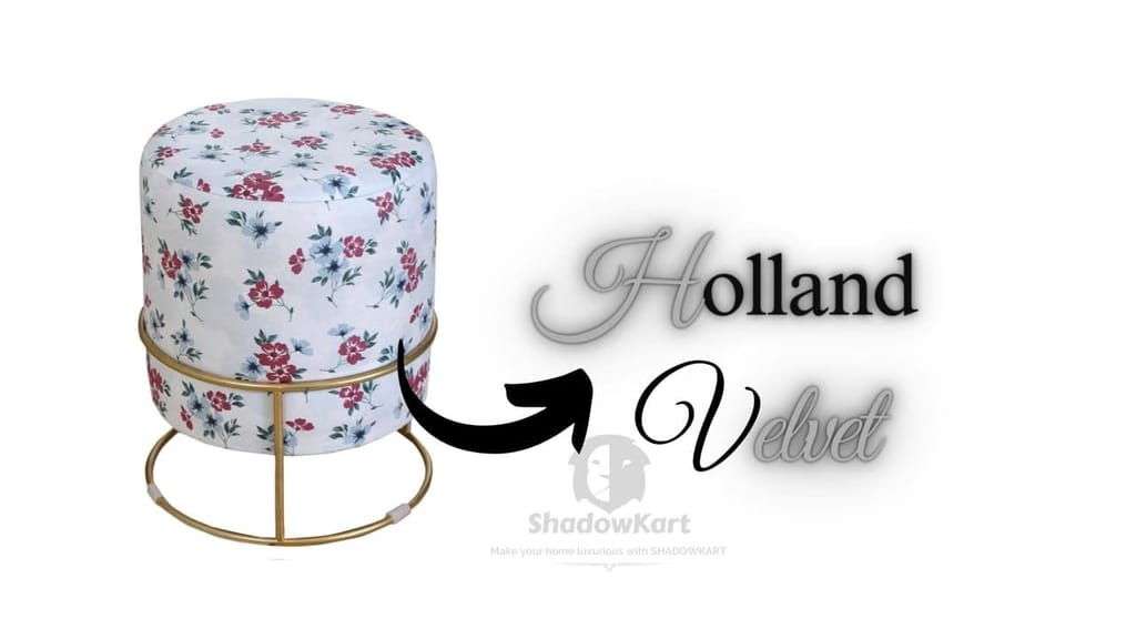 Shadowkart Ottoman Stool for Living Room | Metal Pouffes for Sitting Printed Ottoman | Foot Rest Wooden Ottoman Foot stools | Make up Dressing Side Table, 17 Inch Height