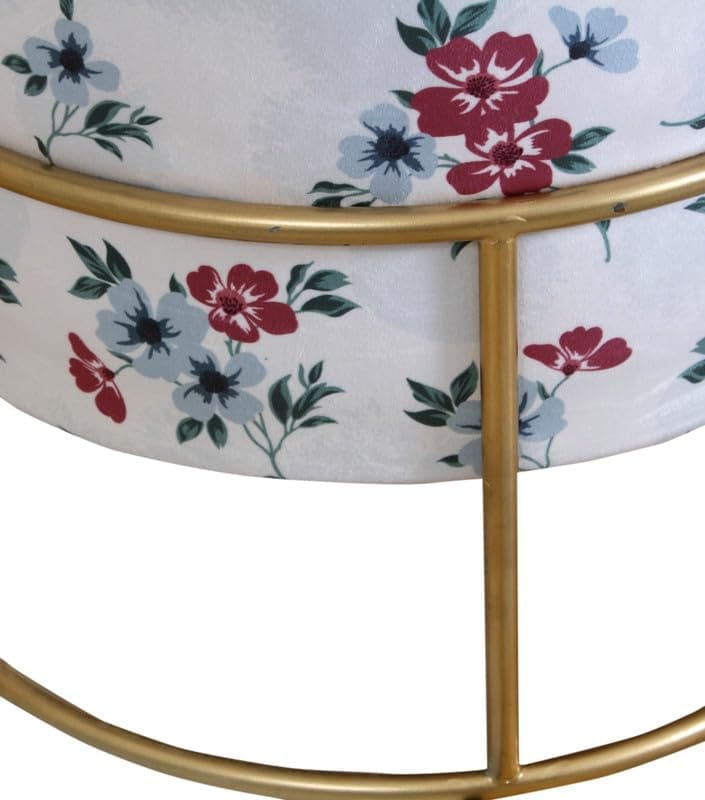 Shadowkart Ottoman Stool for Living Room | Metal Pouffes for Sitting Printed Ottoman | Foot Rest Wooden Ottoman Foot stools | Make up Dressing Side Table, 17 Inch Height